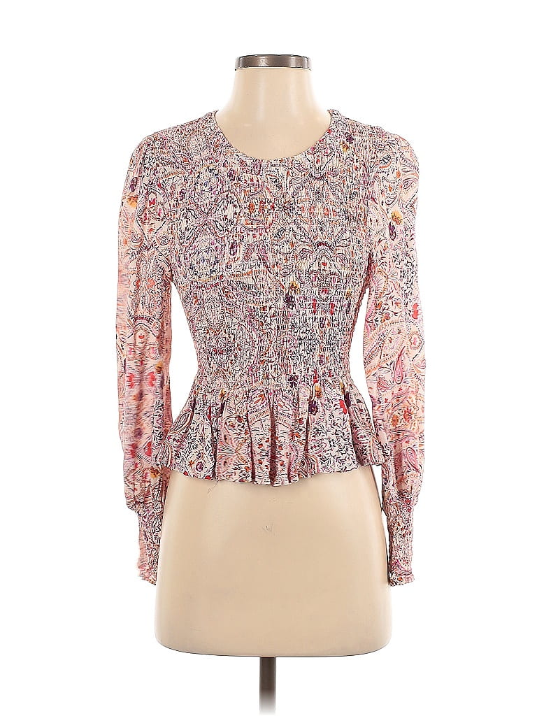 Dear John 100% Rayon Paisley Pink Long Sleeve Blouse Size XS - photo 1