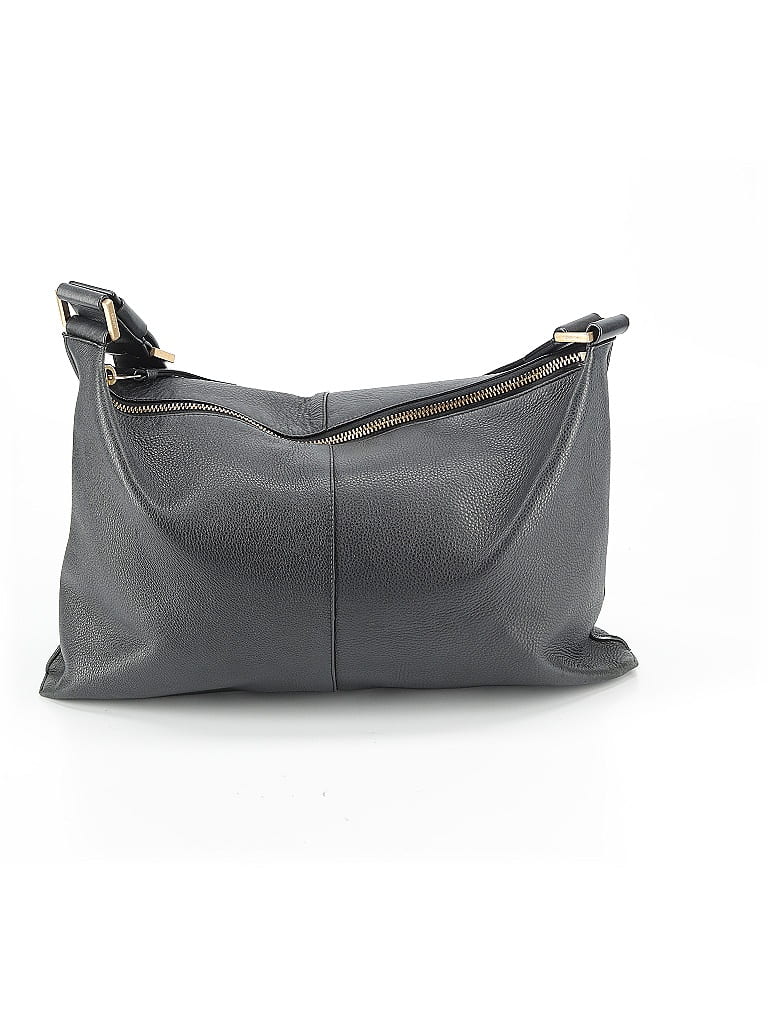ALLSAINTS 100% Leather Solid Gray Black Leather Shoulder Bag One size - photo 1