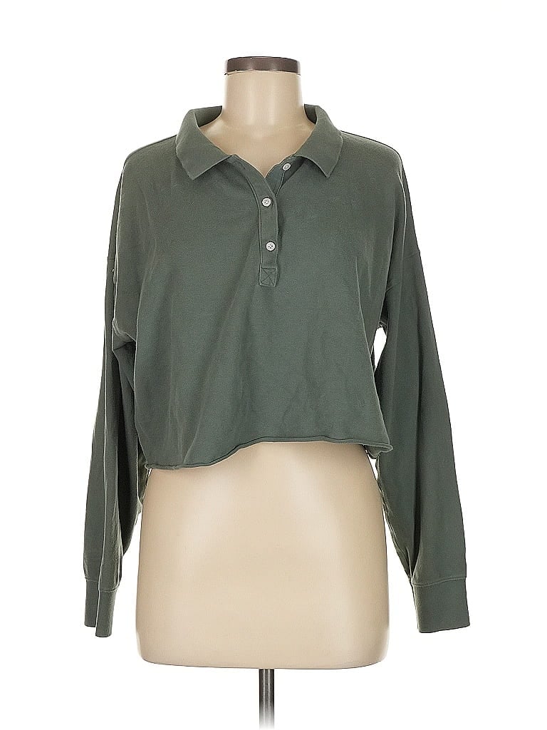 Pre-owned Offline By Aerie Long Sleeve Blouse In Green