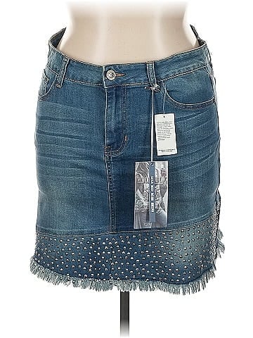 Hydraulic Denim Skirt (view 1)