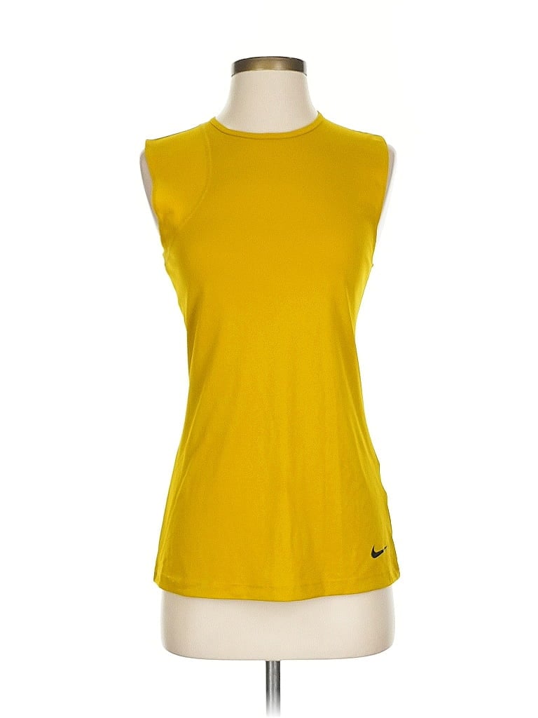 Pre-owned Nike Sleeveless Top Yellow Crew Neck Tops
