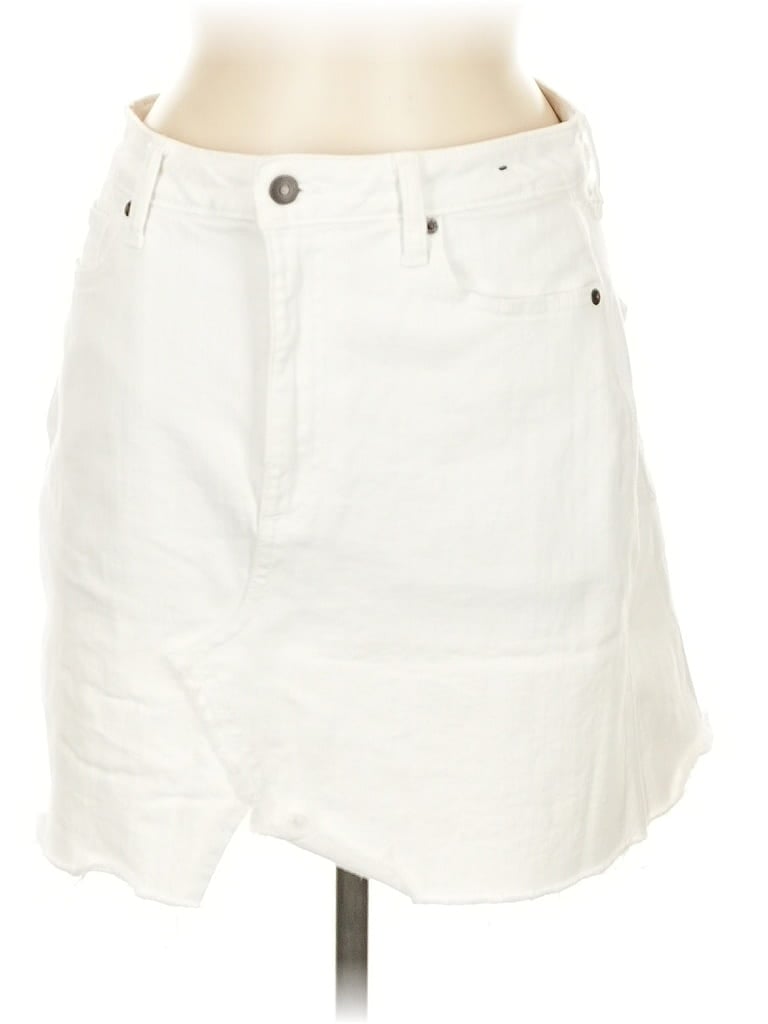 Pre-owned Abercrombie & Fitch Denim Skirt In White