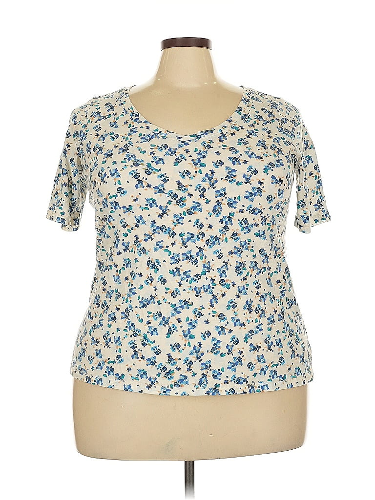 Top Sans Manches Lane Bryant Taille 20 Floral Bleu Et Jaune - Occasion Très Bon état