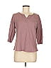 L.L.Bean 100% Organic Cotton Pink Brown 3/4 Sleeve T-Shirt Size M - photo 1
