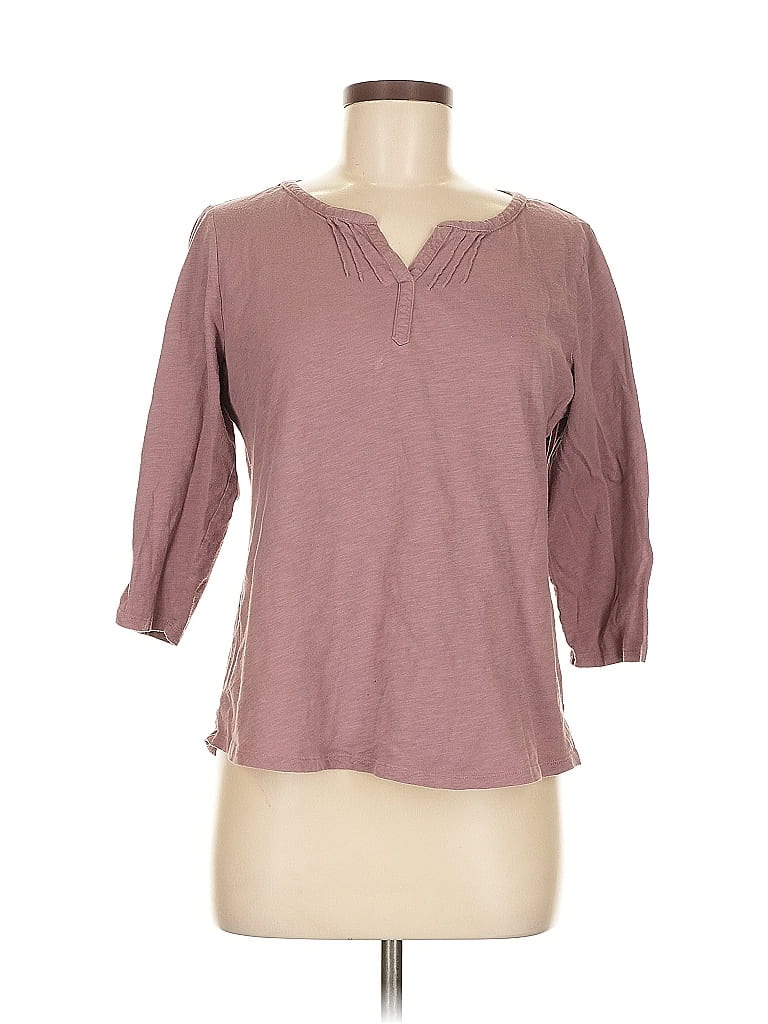 L.L.Bean 100% Organic Cotton Pink Brown 3/4 Sleeve T-Shirt Size M - photo 1