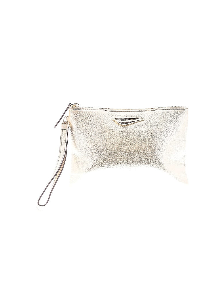 Diane von Furstenberg 100% Leather Metallic Silver Gold Leather Wristlet One size - photo 1