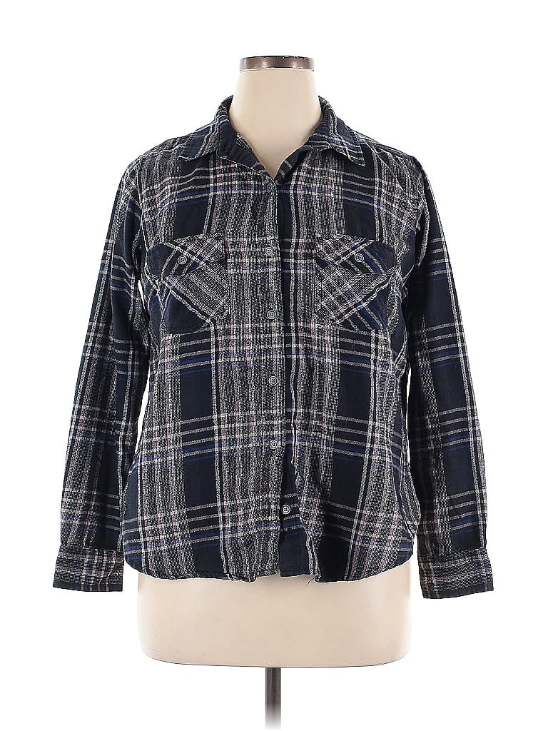 Marmot Plaid Blue Long Sleeve Button-Down Shirt Size 1X - photo 1