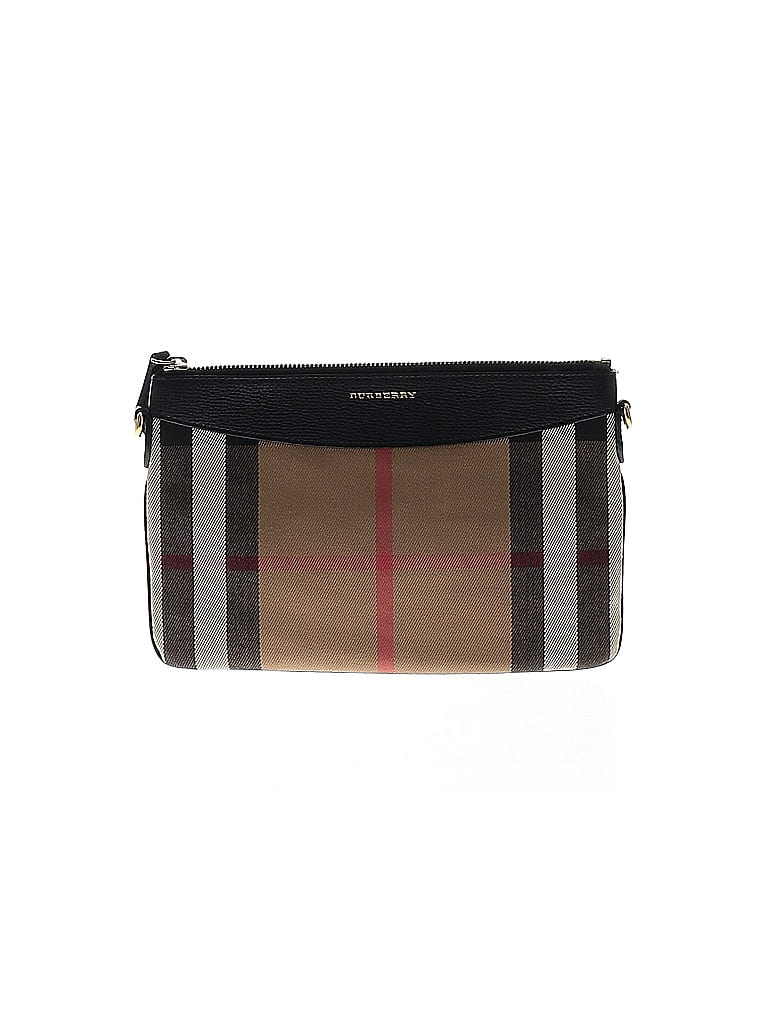 Burberry Plaid Black Tan House Check Peyton Canvas Clutch One size - photo 1
