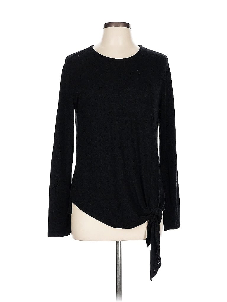 Pre-owned Stella & Dot Long Sleeve Top Black Crew Neck Tops