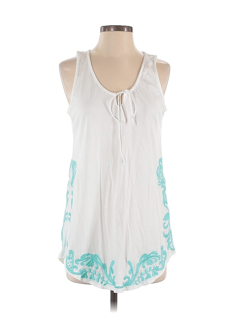 Pre-owned Garnet Hill Sleeveless Blouse In White