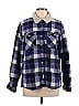 Soho 100% Polyester Plaid Purple Long Sleeve Blouse Size L - photo 1