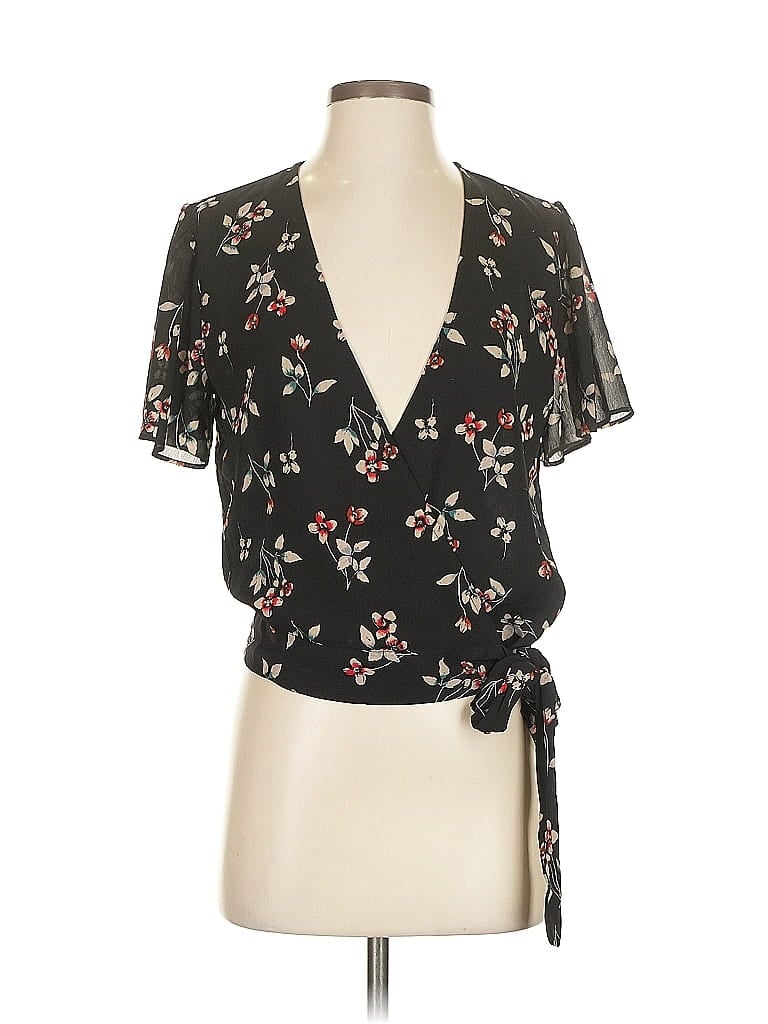 Pre-owned Madewell Short Sleeve Blouse In Black