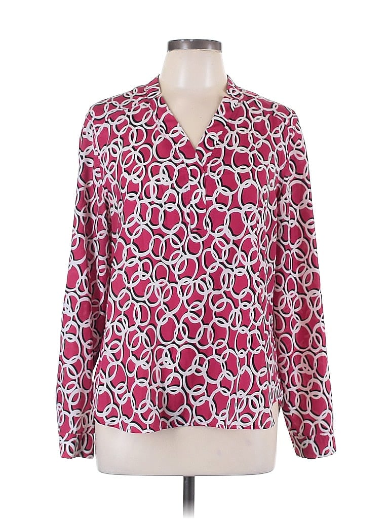 Jones Studio 100% Polyester Animal Print Pink Long Sleeve Blouse Size L - photo 1