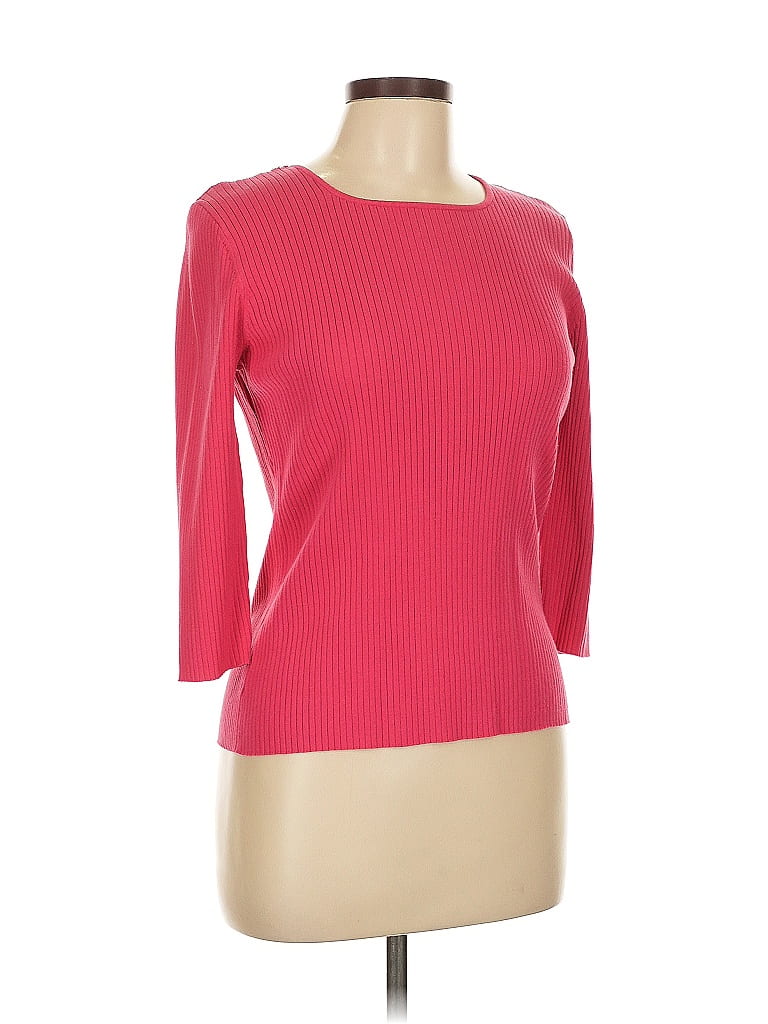 August Silk Red Pink 3/4 Sleeve Top Size L - photo 1
