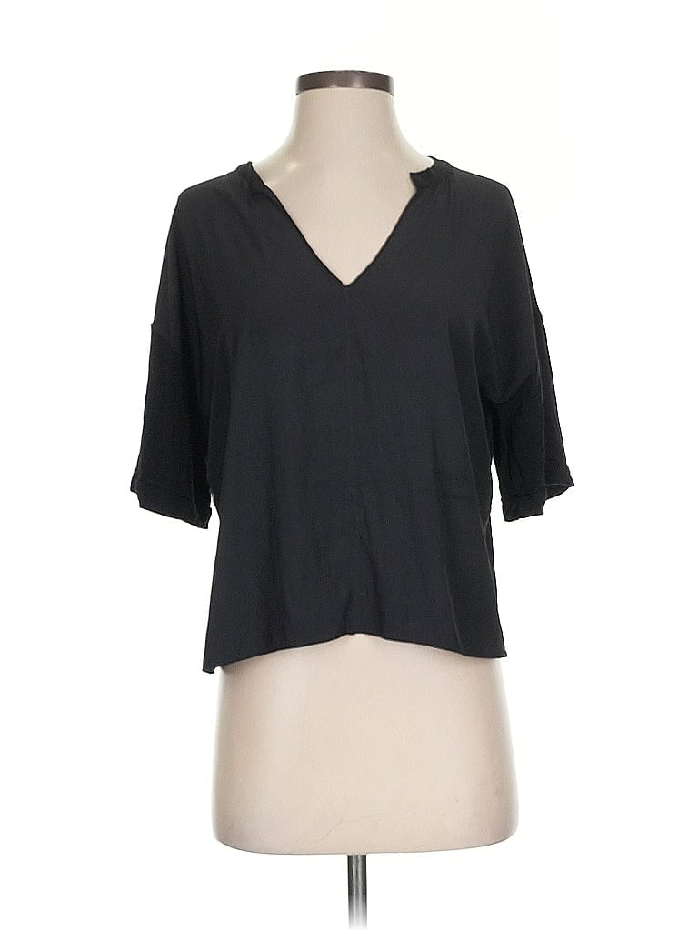 Pre-owned Lola And Sophie Short Sleeve Blouse In Black