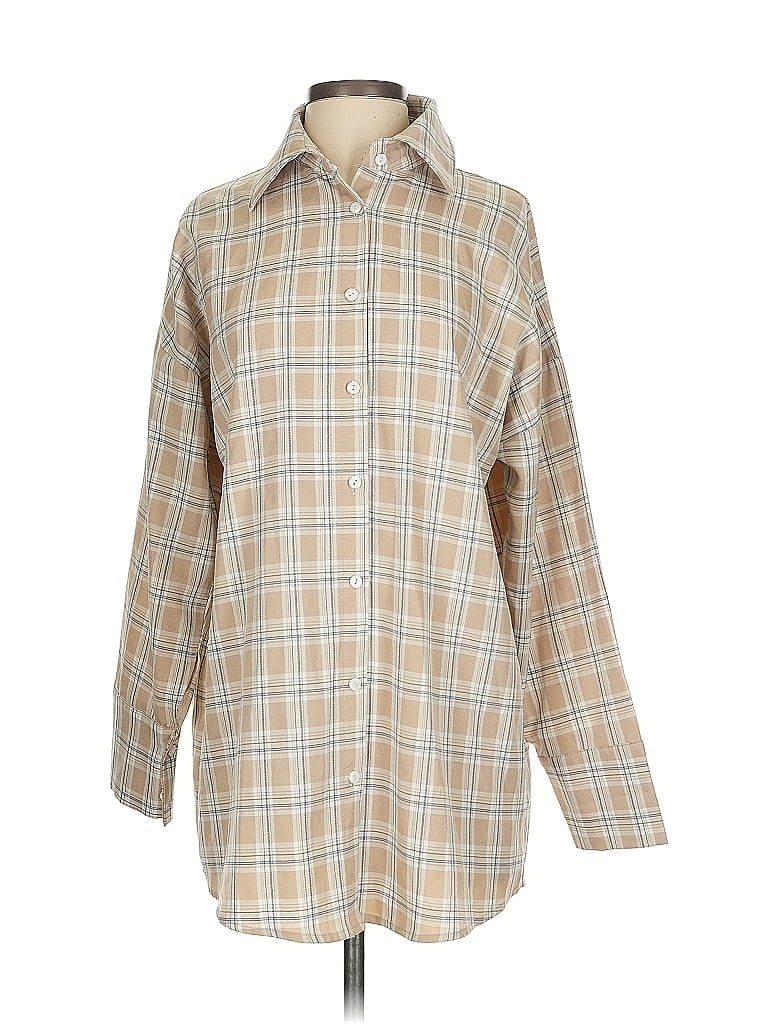 Pre-owned Princess Polly Long Sleeve Blouse In Brown