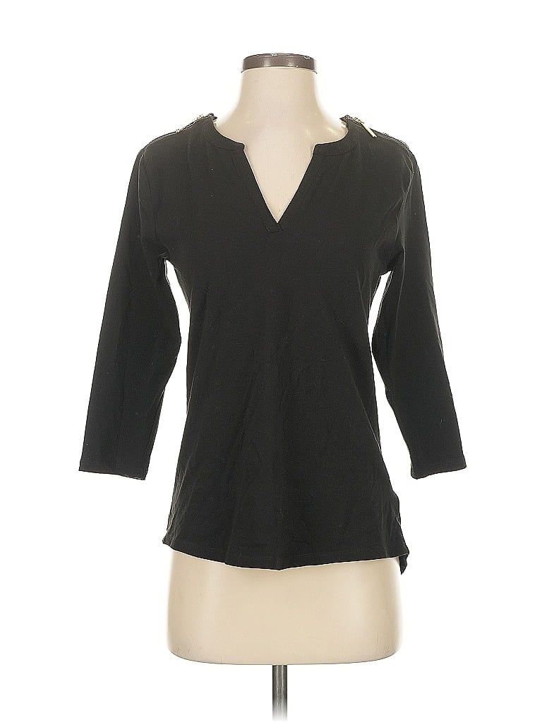 Pre-owned Michael Michael Kors 3/4 Sleeve Top Black V-neck Tops
