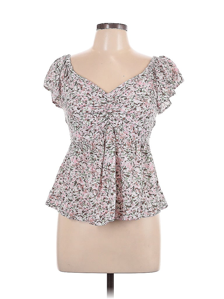 Japna 100% Rayon Pink Short Sleeve Blouse Size L - 36% off | ThredUp