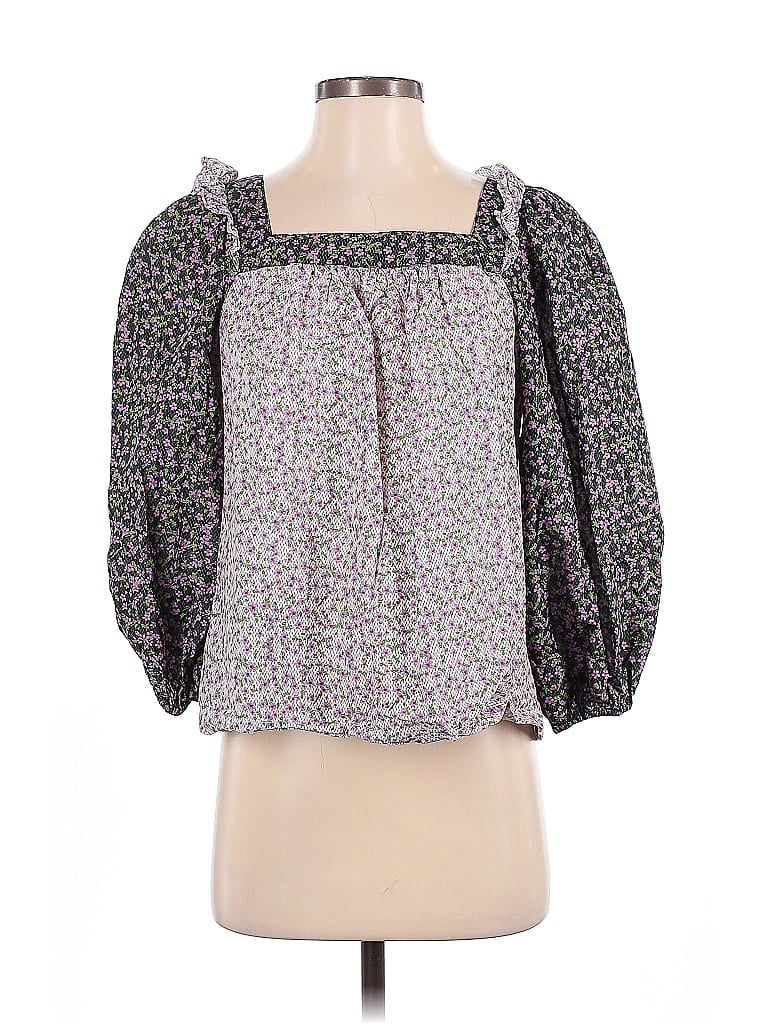 Pre-owned Carolina Belle 3/4 Sleeve Blouse In Purple