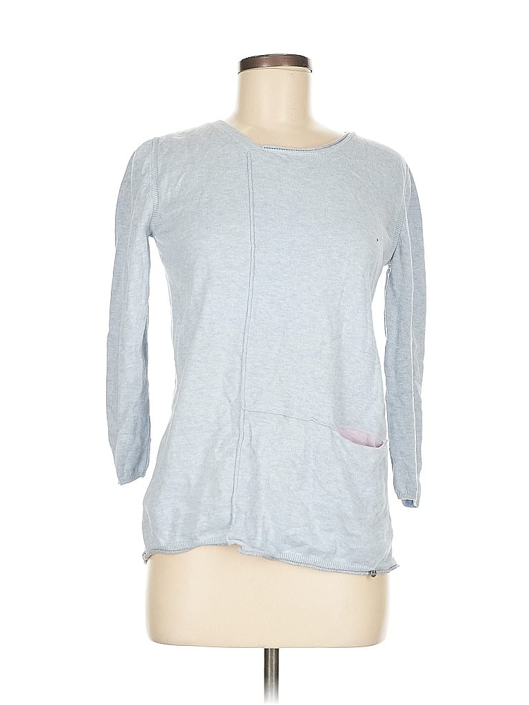 Pre-owned Wrap 3/4 Sleeve Top Gray Crew Neck Tops