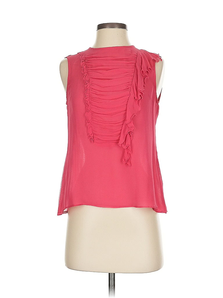 Click to view more detailed imagery on our partner's website Pre-owned Nanette Lepore Sleeveless Silk Top Pink Ruffles Neckline Tops