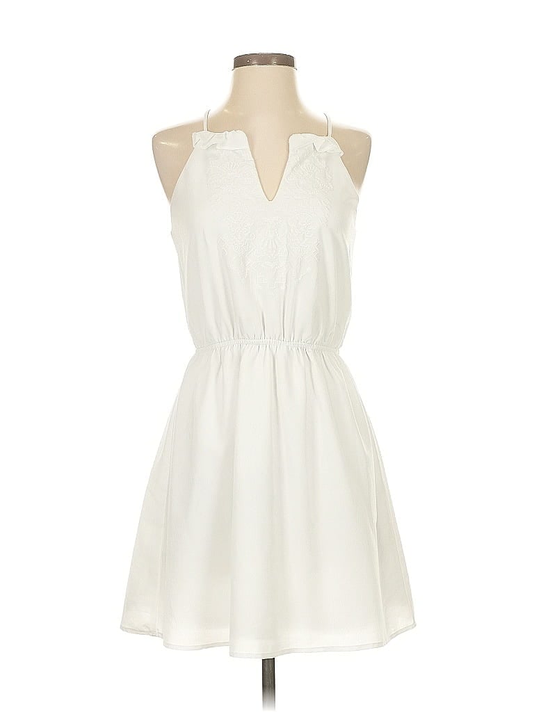 Blue Rain 100% Polyester Solid White Casual Dress Size S - photo 1