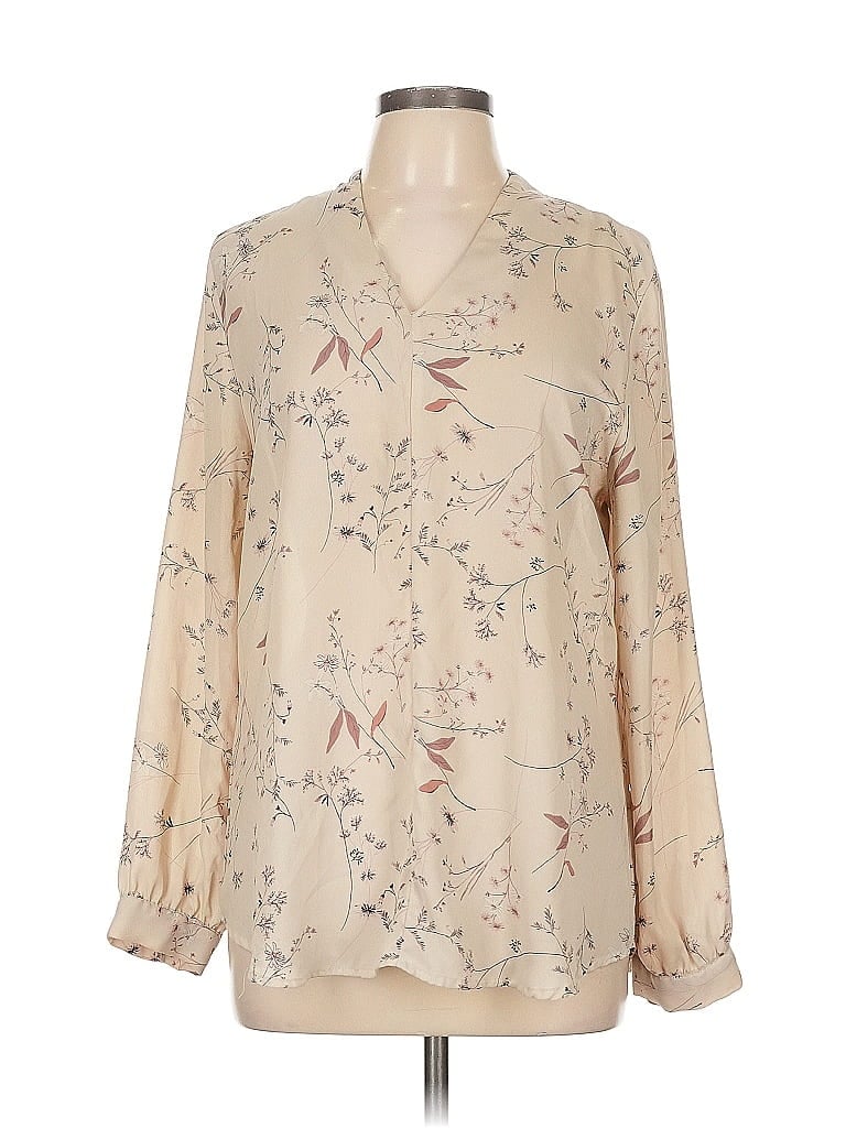 Violet & Claire 100% Polyester Tan Long Sleeve Blouse Size L - photo 1