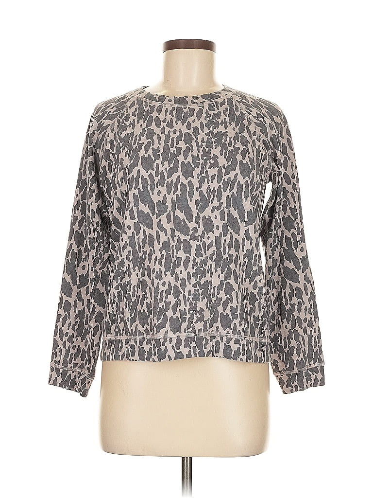 Monrow Animal Print Gray Pullover Sweater Size M - photo 1