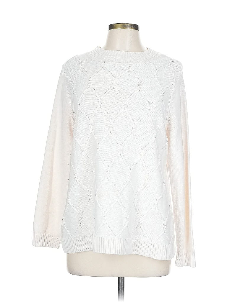 Pre-owned Karen Scott Pullover Sweater In White