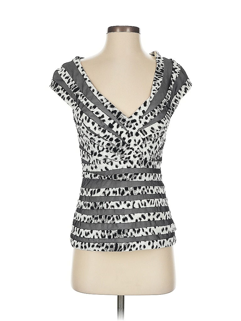 Tadashi Shoji Silver Black Short Sleeve Top Size XS - photo 1