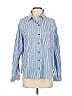 Evereve Stripes Blue Long Sleeve Button-Down Shirt Size S - photo 1