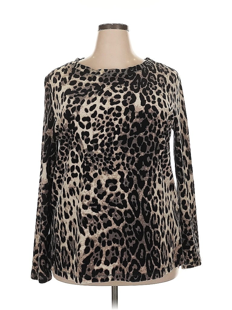White Stag Animal Print Brown Pullover Sweater Size 20 - photo 1