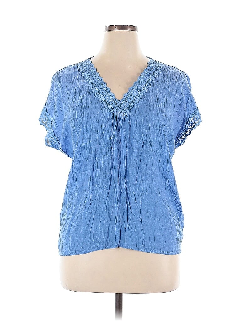 Counterparts Blue Short Sleeve Blouse Size XL - photo 1