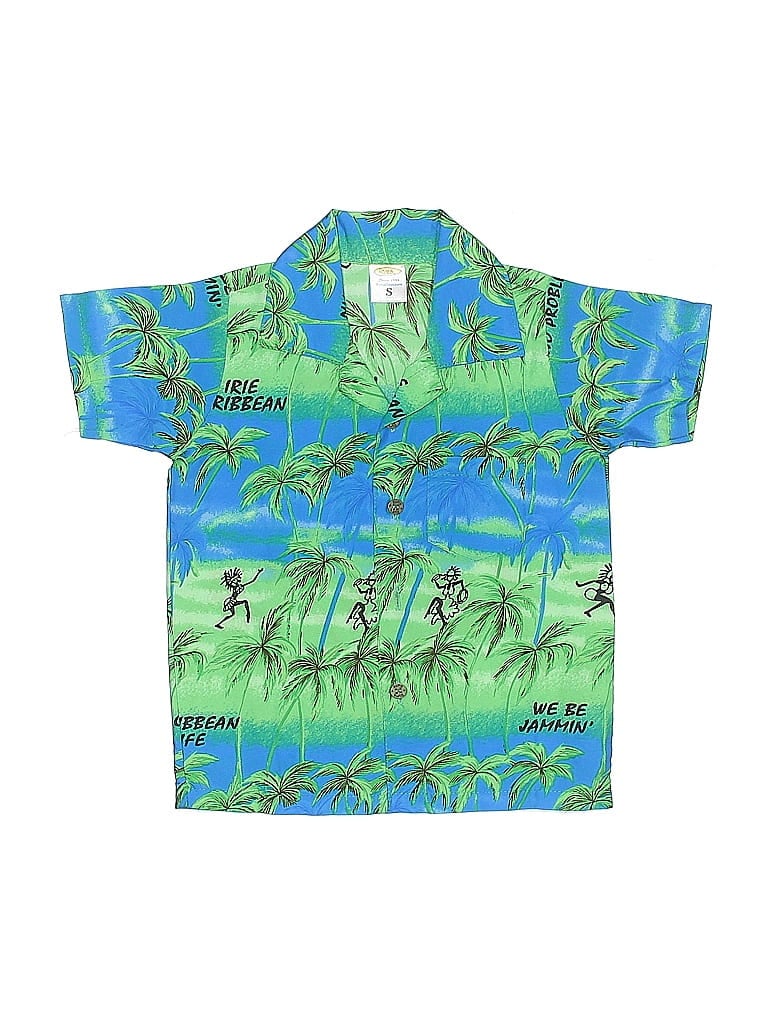 Pre-owned Rima Beachworld Kids' Short Sleeve Button Down Shirt In Green