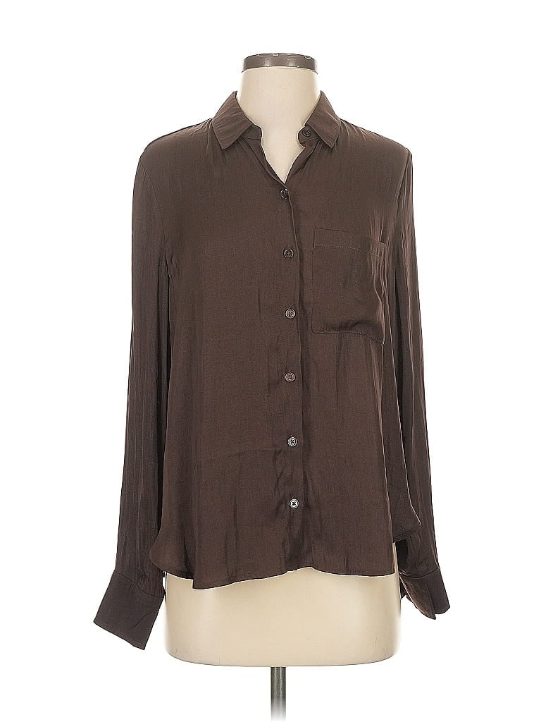 Evereve 100% Polyester Brown Long Sleeve Blouse Size XS - photo 1