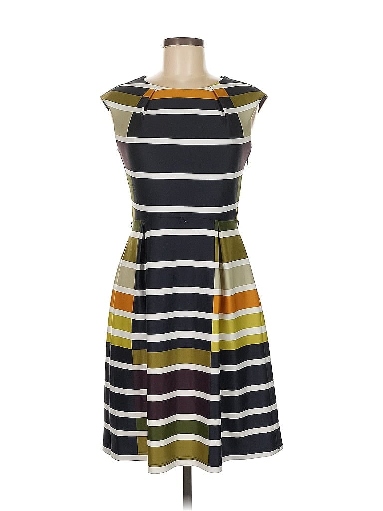 En Focus Studio 100% Polyester Stripes Gray Casual Dress Size 6 - photo 1