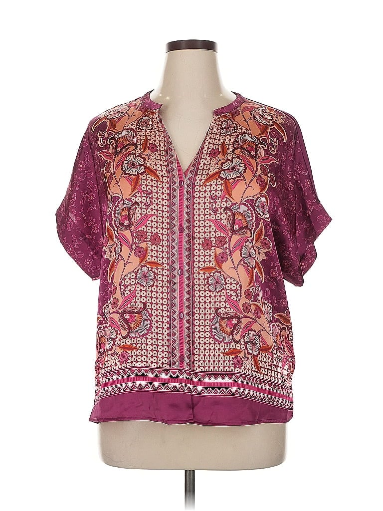 DR2 100% Polyester Purple Short Sleeve Blouse Size XL - photo 1