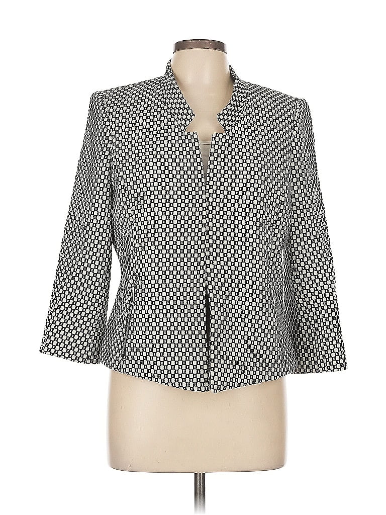 Jones Studio 100% Polyester Polka Dots Black Silver Blazer Size 10 - photo 1