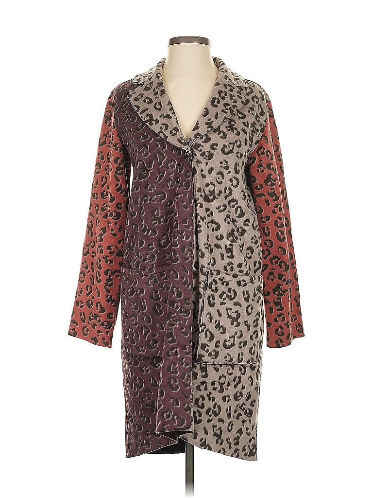LOGO by Lori Goldstein Animal Print Brown Cardigan Size XXS - photo 1