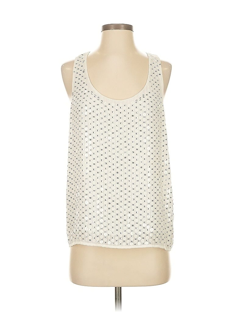 Pre-owned Bisou Bisou Tank Top Ivory Square Neckline Tops In White