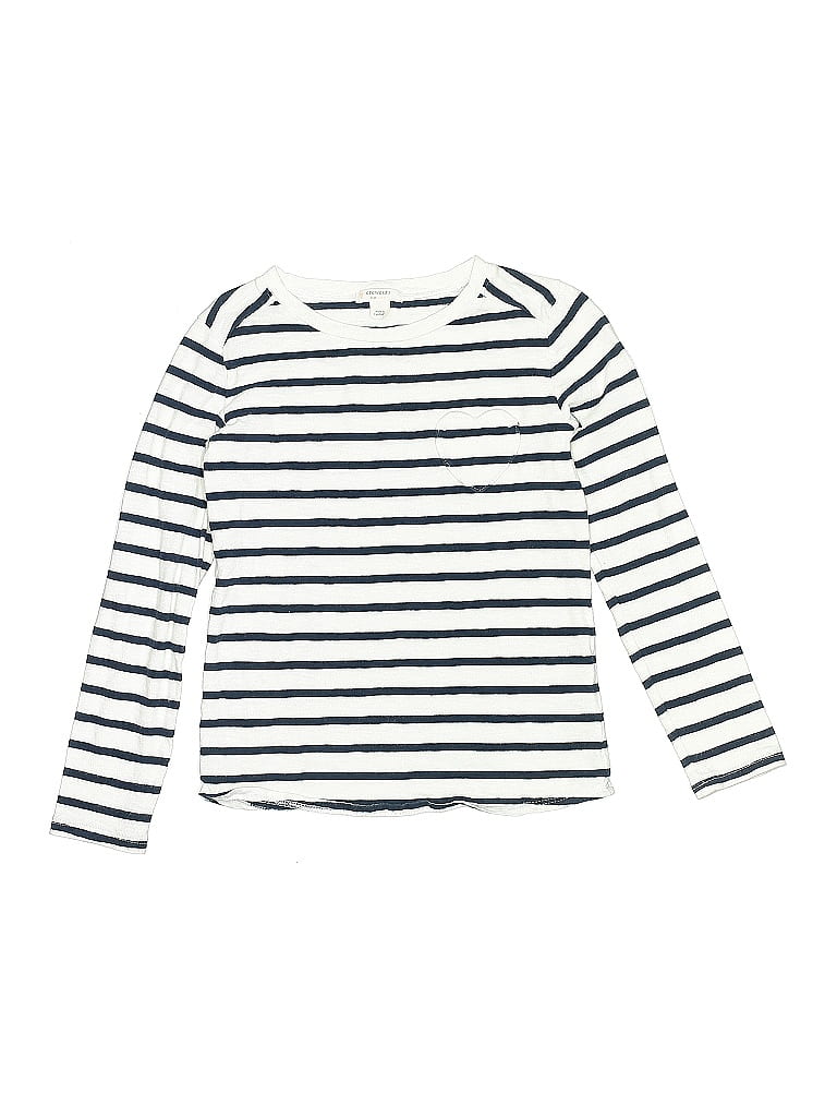 Crewcuts 100% Cotton Stripes Ivory Long Sleeve T-Shirt Size 6 (big kids) - photo 1