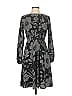 London Times 100% Polyester Print Gray Black Casual Dress Size 0 - photo 1