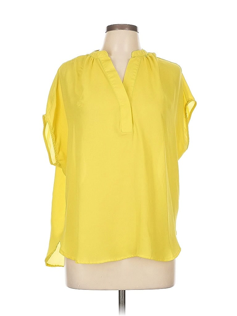 Violet & Claire 100% Polyester Yellow Short Sleeve Blouse Size L - photo 1