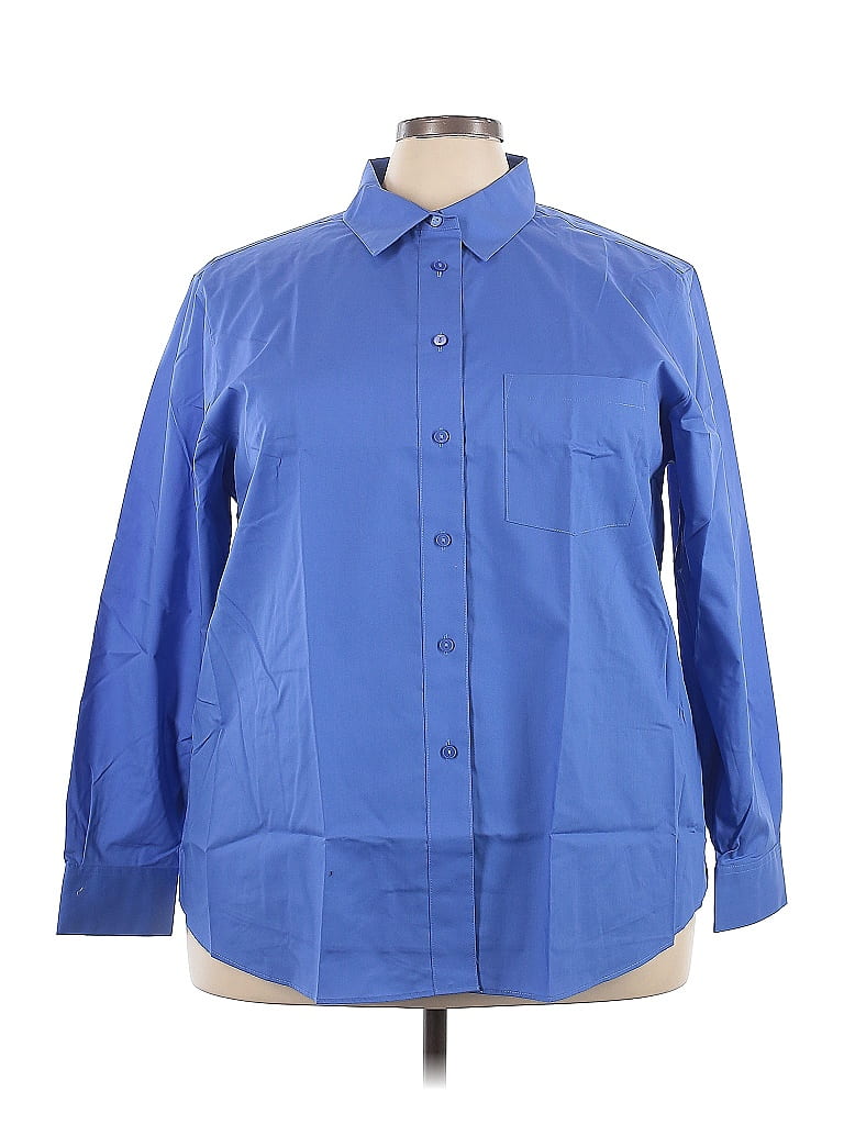 Foxcroft Blue 3/4 Sleeve Button-Down Shirt Size 22 - photo 1