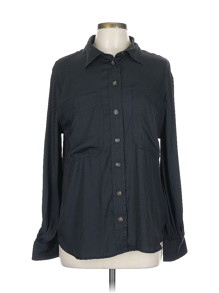 Pre-owned Banana Republic Long Sleeve Blouse In Black