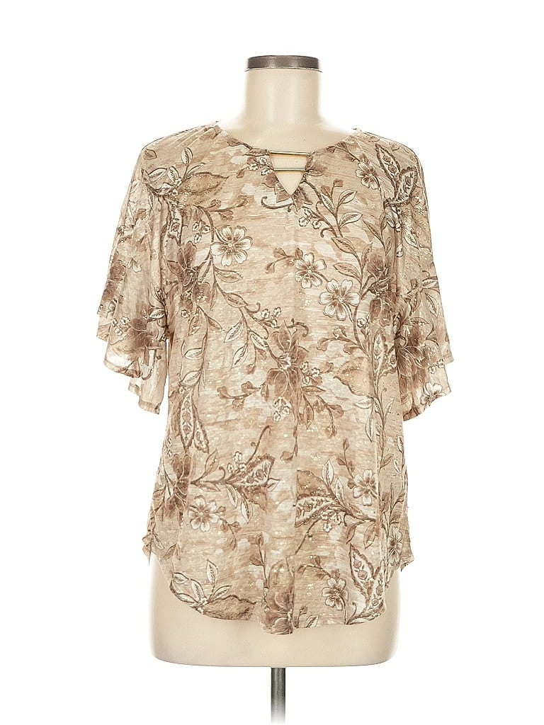 Ruby Rd. Tan Short Sleeve Blouse Size M - photo 1