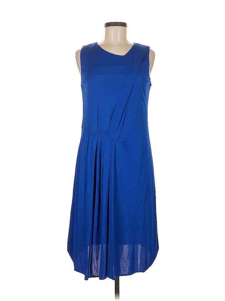 Akris Punto 100% Viscose Solid Blue Cocktail Dress Size 8 - photo 1