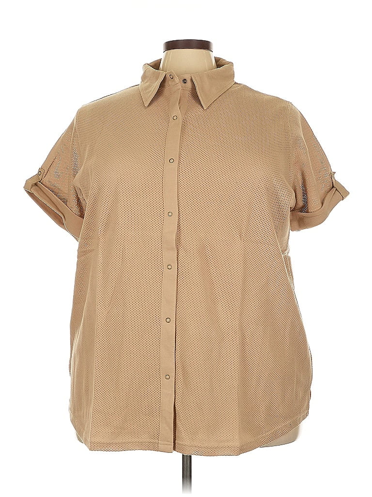 Roaman's Solid Tan Short Sleeve Blouse Size 22 - photo 1