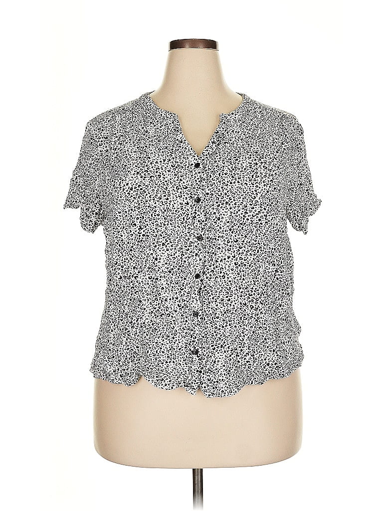 Pre-owned Amazon Essentials Short Sleeve Blouse In Gray
