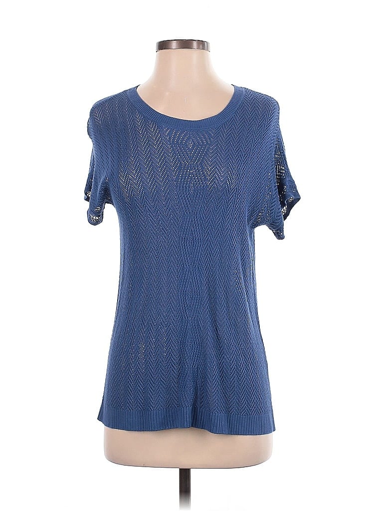 Christopher & Banks Short Sleeve Top Blue Keyhole Neckline Tops